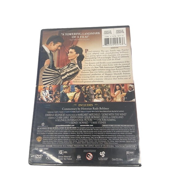 Gone with the Wind Dvd Sealed Classic 70th Anniversary New - Picture 2 of 2